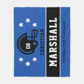 Blauw Zwart Custom Voetbal Naam Nummer Fleece Deken (Voorkant)