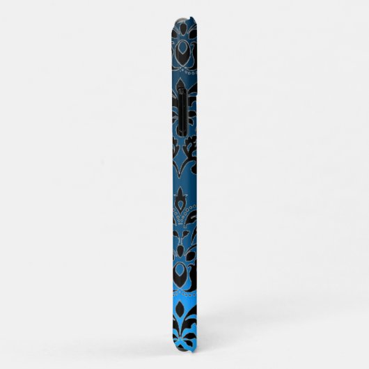 BLAUW ZWART DAMASKER GEM MONOGRAM Case-Mate iPhone CASE (Achterkant/rechts)