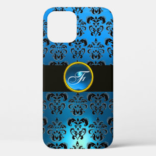 BLAUW ZWART DAMAST EDELSTEEN MONOGRAM Case-Mate iPhone CASE