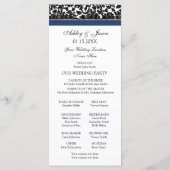 Blauw Zwart Damast Foto Trouwprogramma Programmakaart (Achterkant)