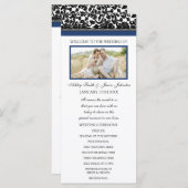 Blauw Zwart Damast Foto Trouwprogramma Programmakaart (Voorkant / Achterkant)