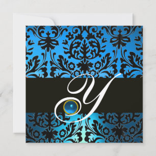 BLAUW ZWART DAMAST MONOGRAM Sapphire Kaart