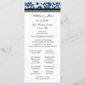 Blauw Zwart Damast Wedding Programma Programmakaart (Achterkant)