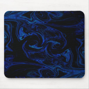 Blauw Zwart Draaiend Abstract Rokerig Koel Muismat