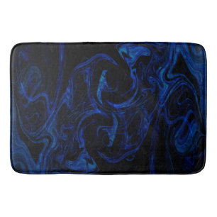 Blauw Zwart Draaiend Abstract Rookachtig Koel Badmat
