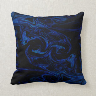 Blauw Zwart Draaikolk Abstract Rokerig Koel Kussen