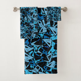 Blauw Zwart Driehoek Patroon Bad Handdoek