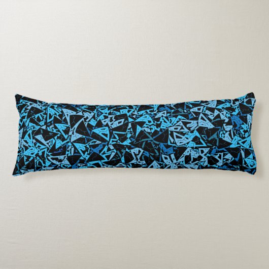 Blauw Zwart Driehoek Patroon Lichaamskussen (Voorkant)