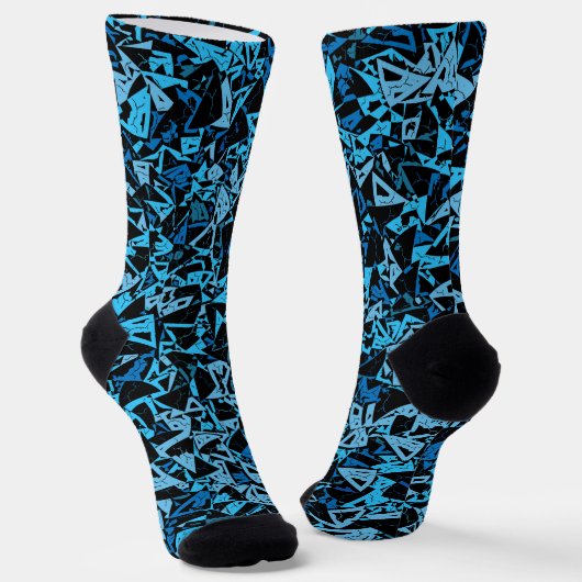 Blauw Zwart Driehoek Patroon Sokken (Gebogen)