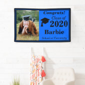 Blauw Zwart Een Fotoklasse van 2024 Afstuderen Spandoek (Insitu)