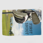 Blauw zwart eenvoudig minimalistisch Beste golfhan Golfhanddoek (Horizontaal)