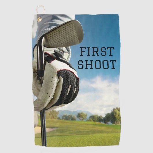 Blauw zwart eenvoudig minimalistisch Beste golfhan Golfhanddoek (Voorkant)