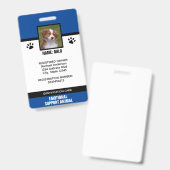 Blauw & Zwart Emotionele Ondersteuning Dier ID Badge (Voor- en achterkant)