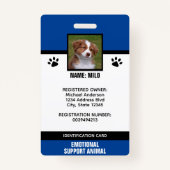 Blauw & Zwart Emotionele Ondersteuning Dier ID Badge