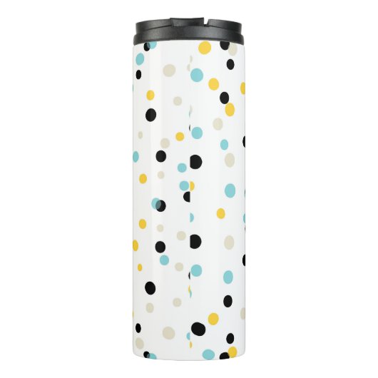 Blauw zwart en geel Confetti Patroon Monogram Thermosbeker (Achterkant)