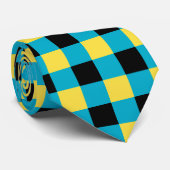 Blauw, zwart en geel geruit das (Opgerold)