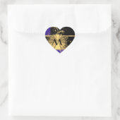 Blauw zwart en goud monogram hart sticker (Tas)