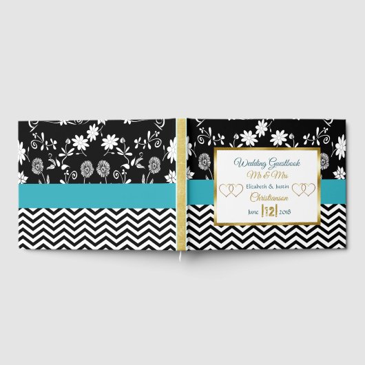 Blauw, zwart en goudheiboek gastenboek (Volledig)