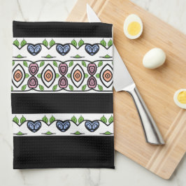 Blauw Zwart en Roze Met Sinaasappel Theedoek