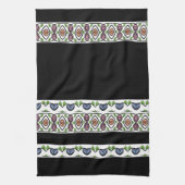 Blauw Zwart en Roze Met Sinaasappel Theedoek (Verticaal)