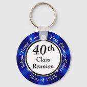 Blauw, zwart en wit 40 jaar middelbare schoolreüni sleutelhanger (Voorkant)