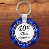 Blauw, zwart en wit 40 jaar middelbare schoolreüni sleutelhanger (Voorkant)