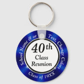 Blauw, zwart en wit 40 jaar middelbare schoolreüni sleutelhanger (Achterkant)