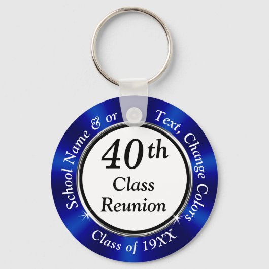 Blauw, zwart en wit 40 jaar middelbare schoolreüni sleutelhanger (Achterkant)