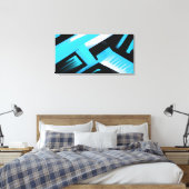 Blauw Zwart en Wit Abstract Canvas Afdruk (Insitu (Slaapkamer))