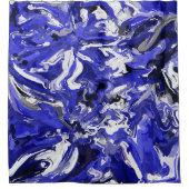 Blauw, zwart en wit Abstract Douchegordijn (Voorkant)