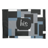 Blauw, Zwart en Wit Abstract Patroon Kussensloop (Voorkant-Links)