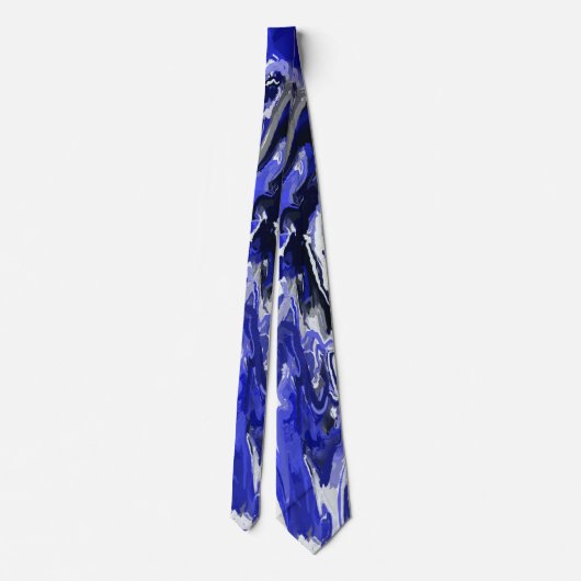 Blauw, zwart en wit Abstract Stropdas (Achterkant)