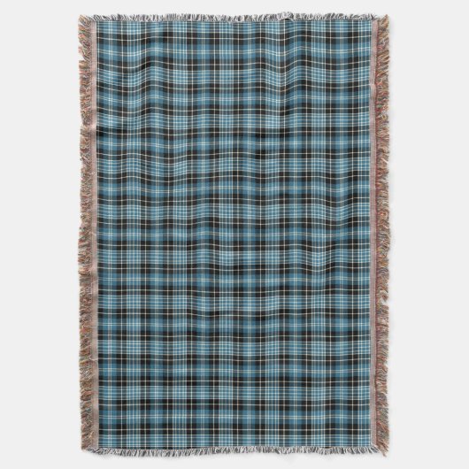 Blauw, Zwart en Wit Clark Clan Schots Plaid Deken (Voorkant Verticaal)