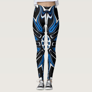 Blauw, zwart en wit Estland — Vloerkunst Leggings