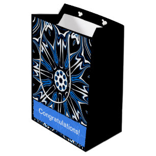 Blauw, zwart en wit Estland — Vloerkunst Medium Cadeauzakje