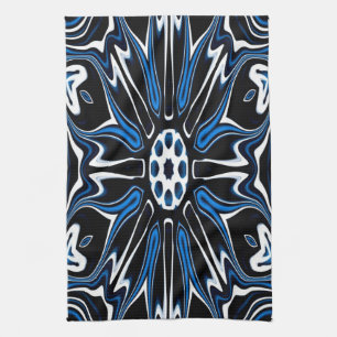 Blauw, zwart en wit Estland — Vloerkunst Theedoek