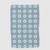 Blauw, zwart en wit geometrisch gemusterd  golfhanddoek (Voorkant)