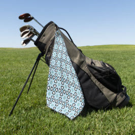 Blauw, zwart en wit geometrisch gemusterd  golfhanddoek