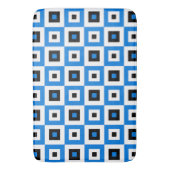 Blauw Zwart en Wit Geruit Vierkant Patroon Badmat (Voorkant Verticaal)