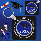 Blauw, Zwart en Wit, Graduation Party Favors, Sleutelhanger