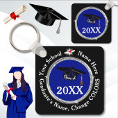 Blauw, Zwart en Wit, Graduation Party Favors, Sleutelhanger