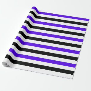 Blauw Zwart en wit strepen ontwerp Cadeaupapier