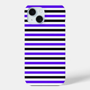 Blauw Zwart en wit strepen ontwerp iPhone 15 Case