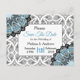 Blauw, Zwart en Wit Trouw Save the Date Aankondigingskaart
