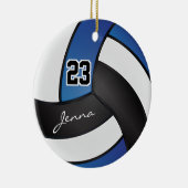 Blauw, zwart en wit volleybal keramisch ornament (Rechts)