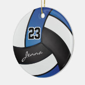 Blauw, zwart en wit volleybal keramisch ornament (Links)