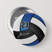 Blauw, zwart en wit volleybal ronde button 7,6 cm (Voorkant /achterkant)