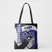 Blauw, zwart en wit volleybal tote bag (Voorkant)