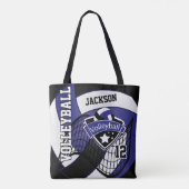 Blauw, zwart en wit volleybal tote bag (Achterkant)