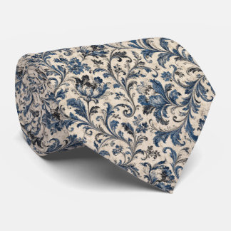 Blauw, Zwart en Wit Wervelende Herenkraag Stropdas